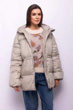 Object Abrigo acolchado capucha Beige Clearance