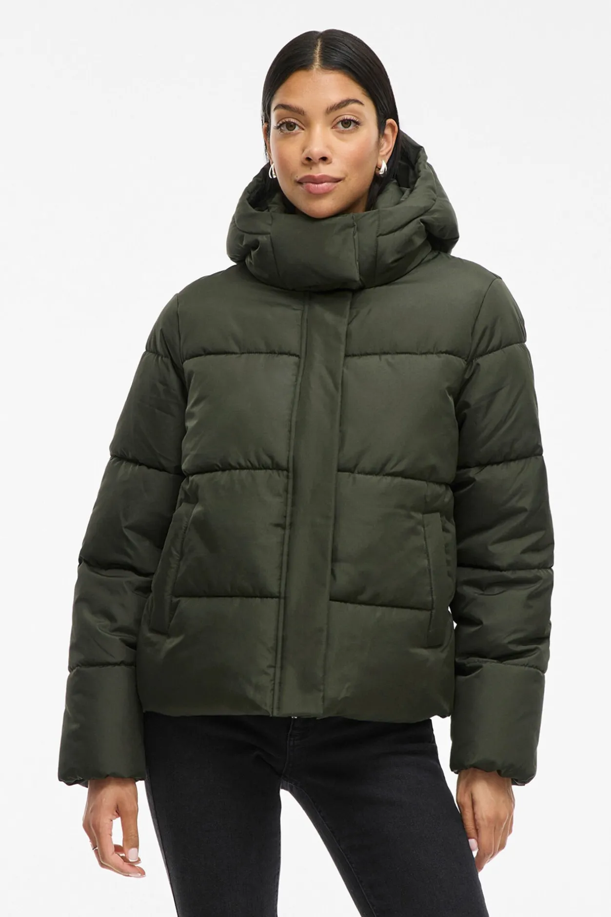 Vila Abrigo acolchado con capucha Verde Clearance