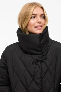 Vila Abrigo acolchado cuello chimenea Negro Online