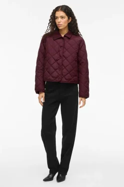 Vila Abrigo acolchado guateado con cuello de pana Morado Sale