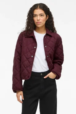 Vila Abrigo acolchado guateado con cuello de pana Morado Sale