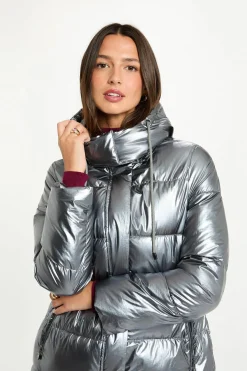 Morgan Abrigo acolchado largo brillante Gris Best