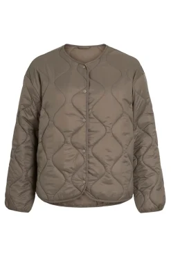 Vila Abrigo acolchado ultraligero Beige Clearance