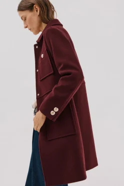 Cortefiel Abrigo botones dorados Vino Clearance