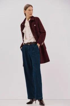 Cortefiel Abrigo botones dorados Vino Clearance