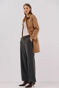 Cortefiel Abrigo botones dorados Beige