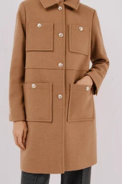 Cortefiel Abrigo botones dorados Beige