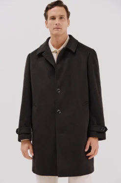 Cortefiel Abrigo camisero lana Marr&oacute;n oscuro Online