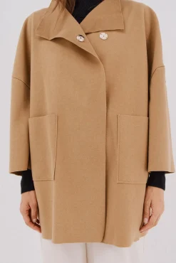 Cortefiel Abrigo capa con tejido ligero Beige Clearance