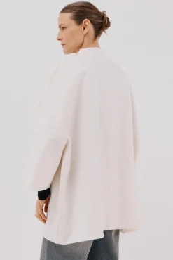 Cortefiel Abrigo capa con tejido ligero Marfil Discount