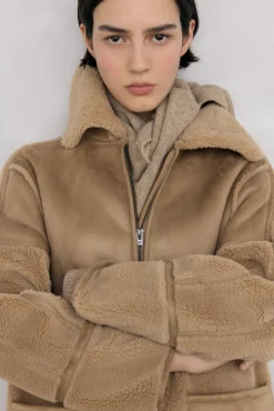 Pedro del Hierro Abrigo combinado texturas Beige New