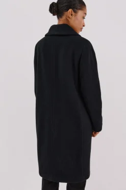 Cortefiel Abrigo con detalle efecto pelo Negro Best