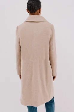 Cortefiel Abrigo con detalle efecto pelo Beige Discount