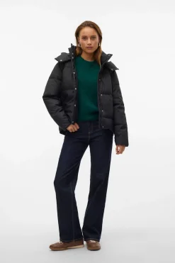 Vero Moda Abrigo corto acolchado encerado Negro Best