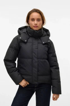 Vero Moda Abrigo corto acolchado encerado Negro Best