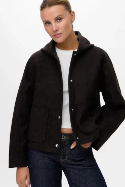 Vero Moda Abrigo corto de paño Marr&oacute;n oscuro Best