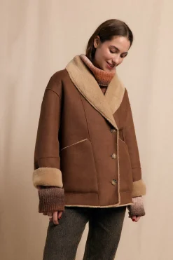 Slowlove Abrigo corto efecto doble faz Beige Outlet