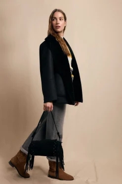 Slowlove Abrigo corto efecto doble faz Negro Discount