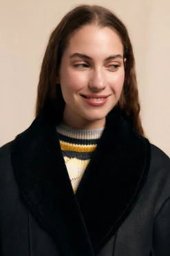 Slowlove Abrigo corto efecto doble faz Negro Discount