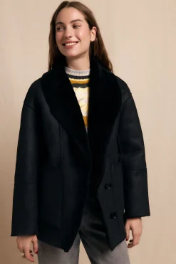 Slowlove Abrigo corto efecto doble faz Negro Discount