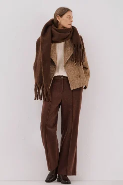 Cortefiel Abrigo corto tejido estructura Marr&oacute;n Discount