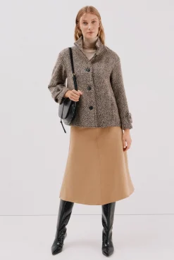 Cortefiel Abrigo corto tejido estructura Estampado beige