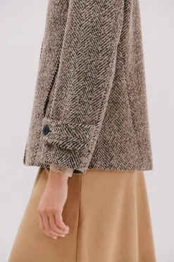 Cortefiel Abrigo corto tejido estructura Estampado beige