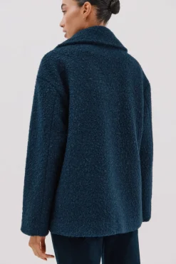 Cortefiel Abrigo corto tejido suave Azul marino Clearance