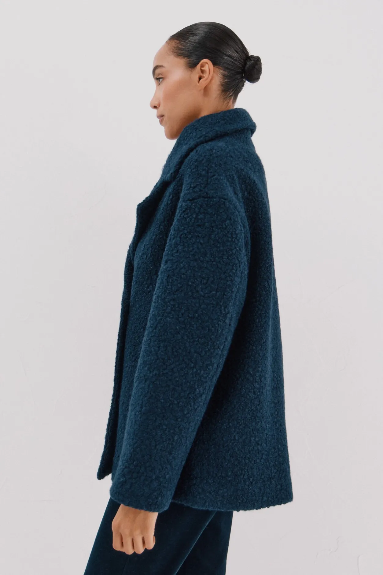 Cortefiel Abrigo corto tejido suave Azul marino Clearance