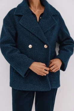 Cortefiel Abrigo corto tejido suave Azul marino Clearance