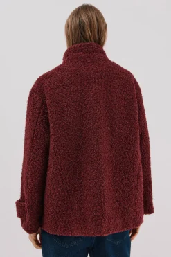 Cortefiel Abrigo corto tejido suave Vino Discount