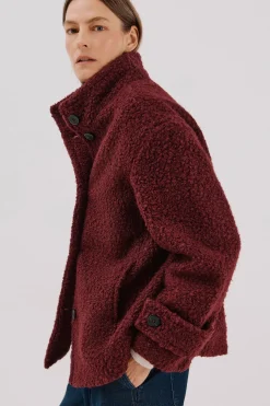 Cortefiel Abrigo corto tejido suave Vino Discount