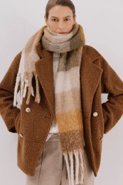 Cortefiel Abrigo corto tejido suave Marrón Sale