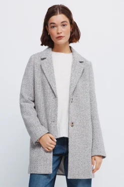 Springfield Abrigo cuadros cuello solapa gris Clearance