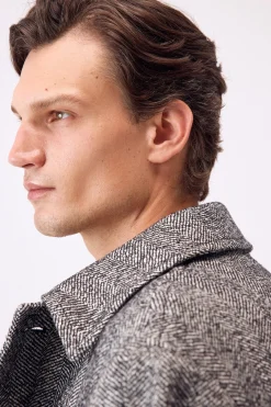 Pedro del Hierro Abrigo cuello camisero espiga Negro Clearance