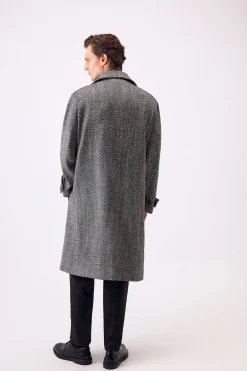 Pedro del Hierro Abrigo cuello camisero espiga Negro Clearance