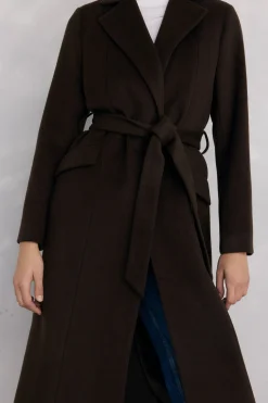 Pedro del Hierro Abrigo cuello efecto pelo Marr&oacute;n Sale