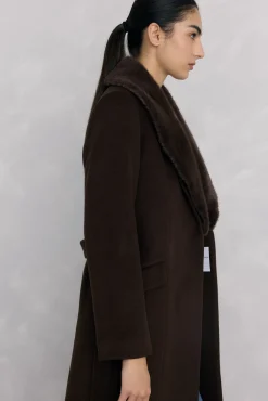 Pedro del Hierro Abrigo cuello efecto pelo Marrón Sale