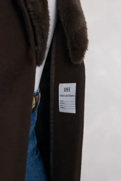 Pedro del Hierro Abrigo cuello efecto pelo Marrón Sale