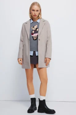 Springfield Abrigo cuello solapa tacto suave nude Online