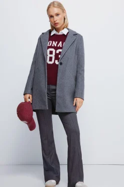 Springfield Abrigo cuello solapa tacto suave gris