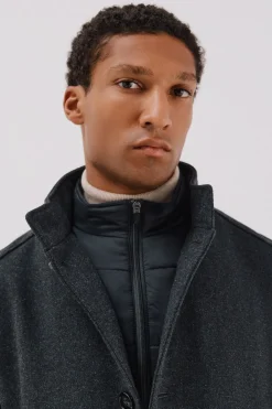 Cortefiel Abrigo cuello tira estructura Gris oscuro Online