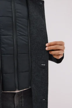 Cortefiel Abrigo cuello tira estructura Gris oscuro Online