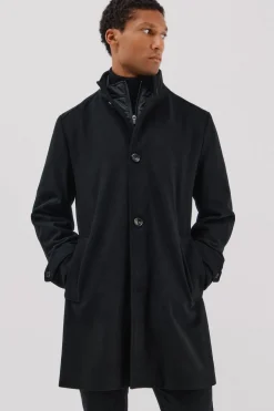 Cortefiel Abrigo cuello tira vistas desmontables Negro Clearance