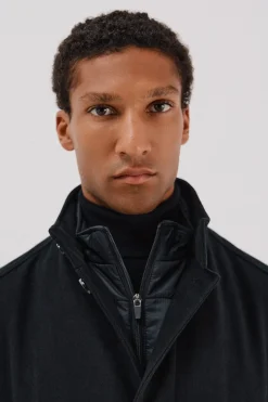 Cortefiel Abrigo cuello tira vistas desmontables Negro Clearance