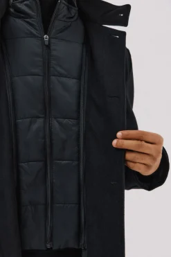 Cortefiel Abrigo cuello tira vistas desmontables Negro Clearance