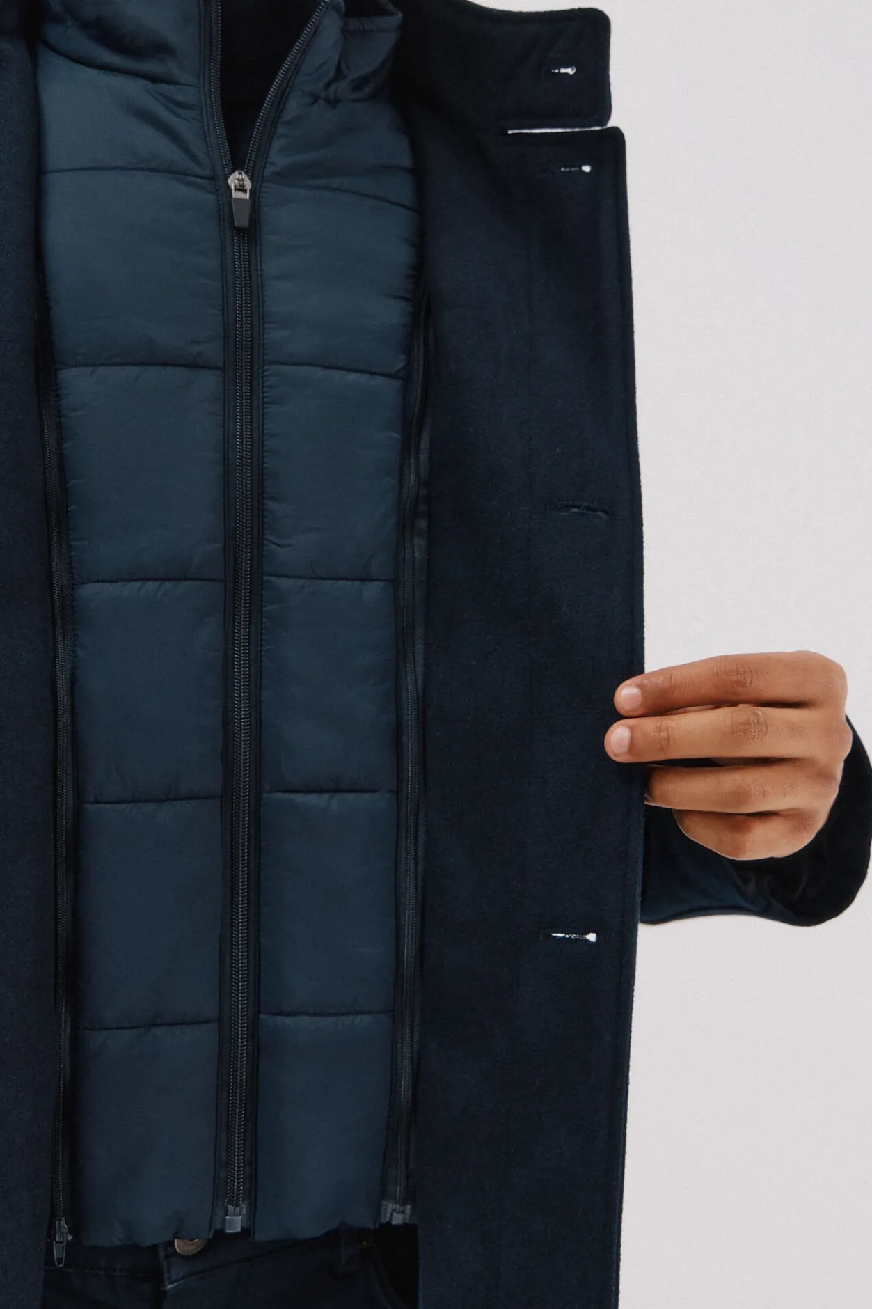 Cortefiel Abrigo cuello tira vistas desmontables Azul marino Outlet