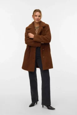 Vero Moda Abrigo de borreguito Marrón oscuro Hot