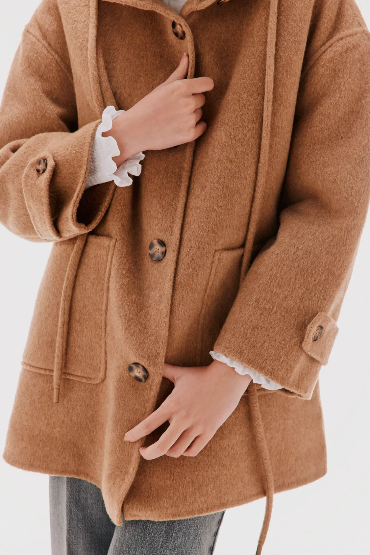 TFP by Tamara Falcó Abrigo de doble faz con capucha Marrón Outlet