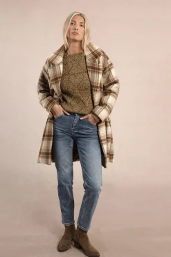 Molly Bracken Abrigo de manga larga con cuello solapa Beige Outlet